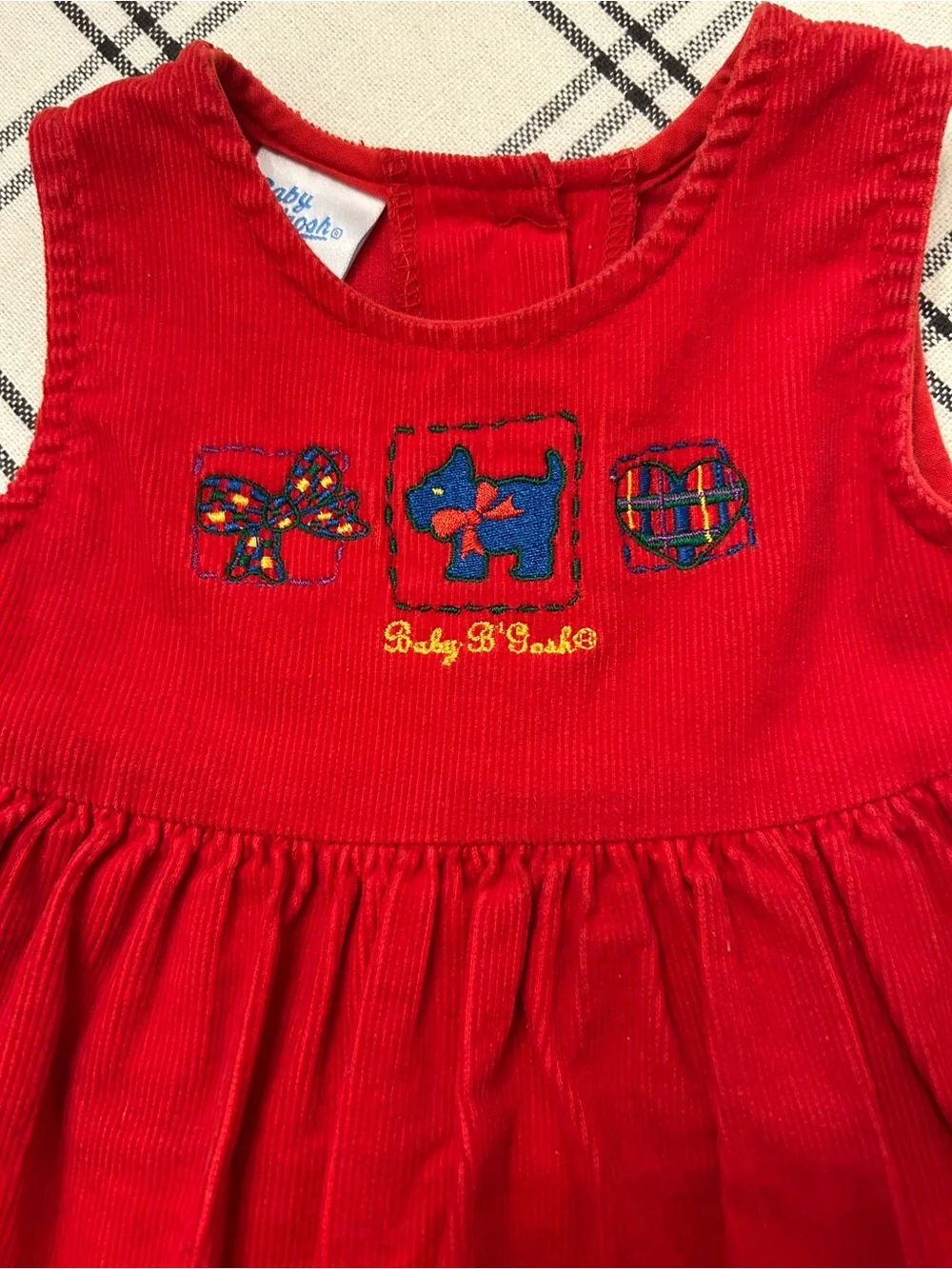 Vintage Baby B’Gosh Red Corduroy Jumper Dress Baby Girls 12 Mo Made in the USA